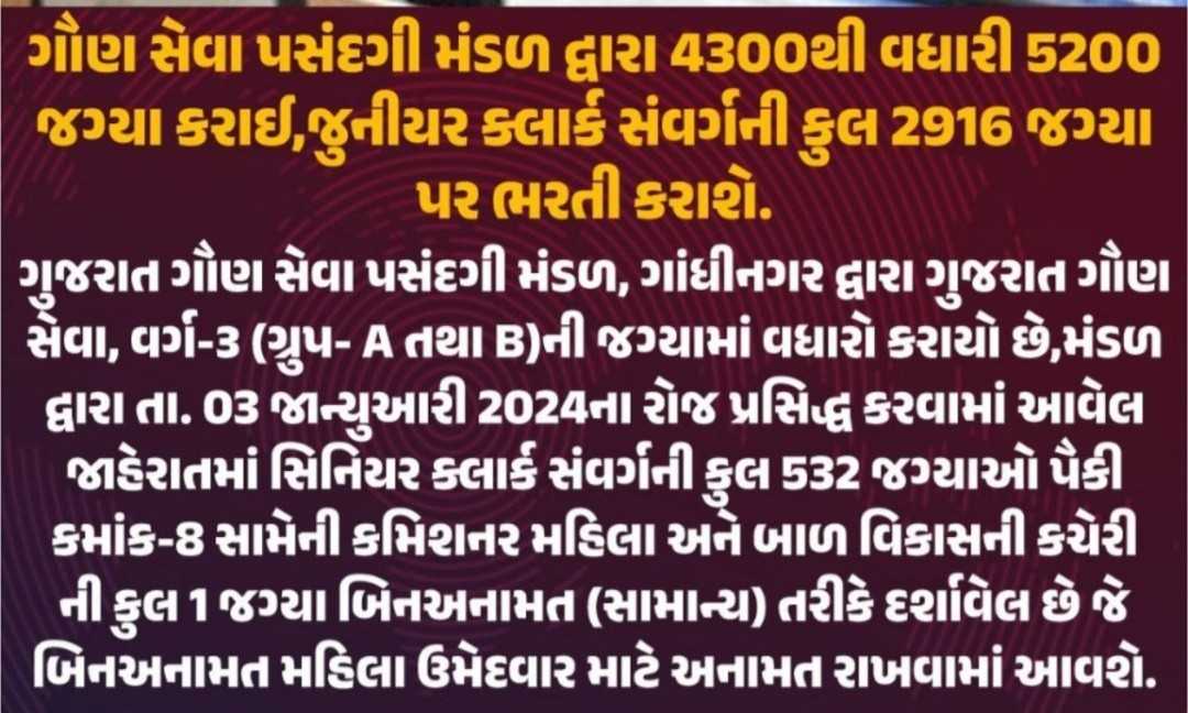 118281706609560 temp file 20240130 154239 ગૌણ સેવા પસંદગી મંડળ દ્રારા 4300 થી વધારીને 5200 જગ્યા કરાઇ