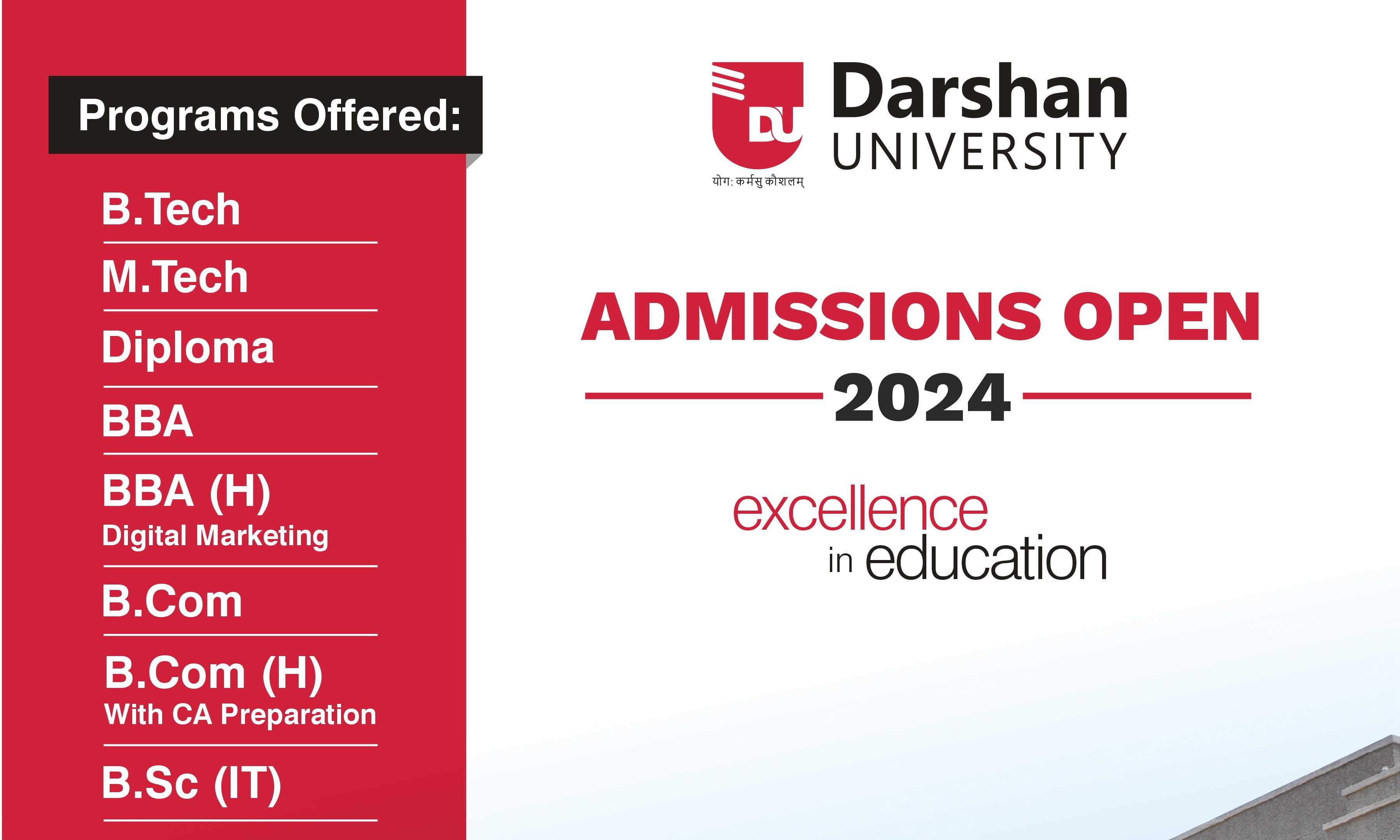 Admissions are Open at Darshan University!