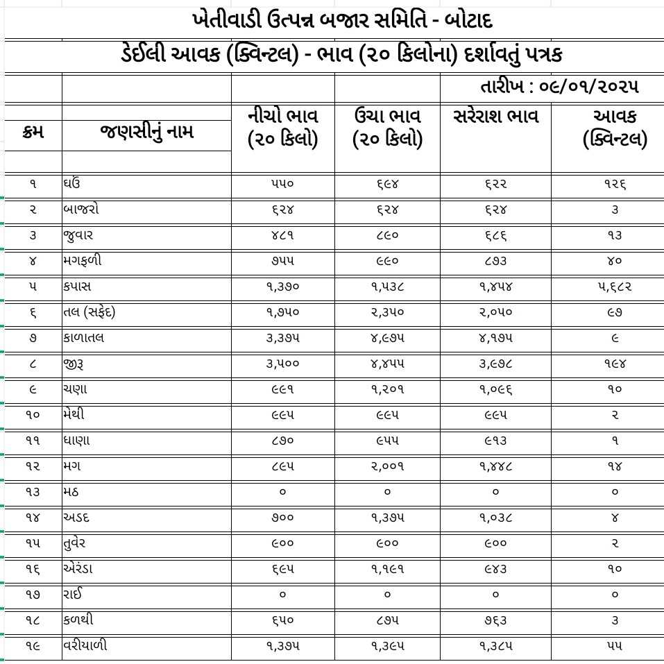 જાણો આજનો માર્કેટ યાર્ડ બજાર ભાવ