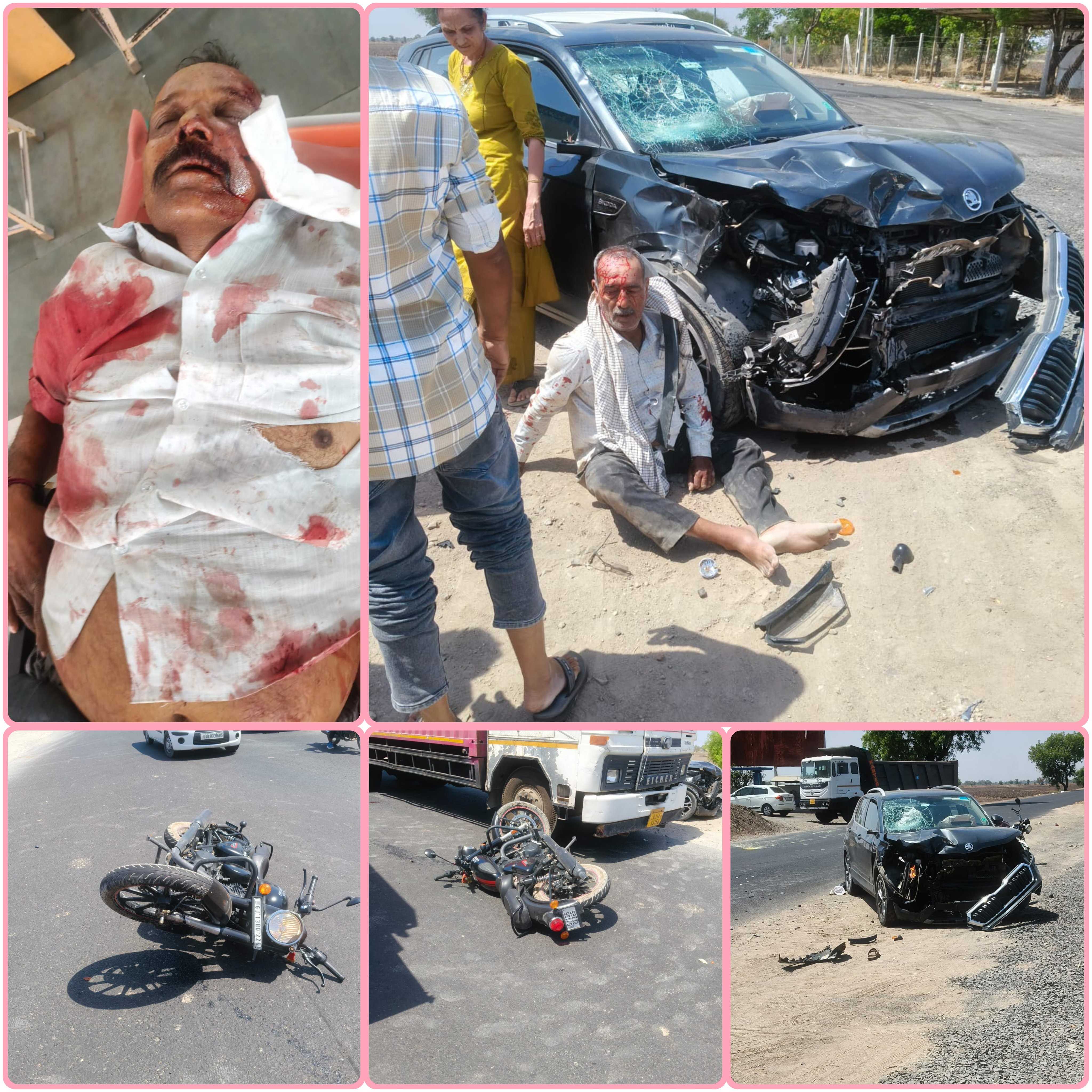 ધંધુકા-બરવાળા રોડ પર ગમખ્વાર અકસ્માત: બુલેટ અને કાર વચ્ચે ટક્કર, બે યુવકો ગંભીર રીતે ઘાયલ